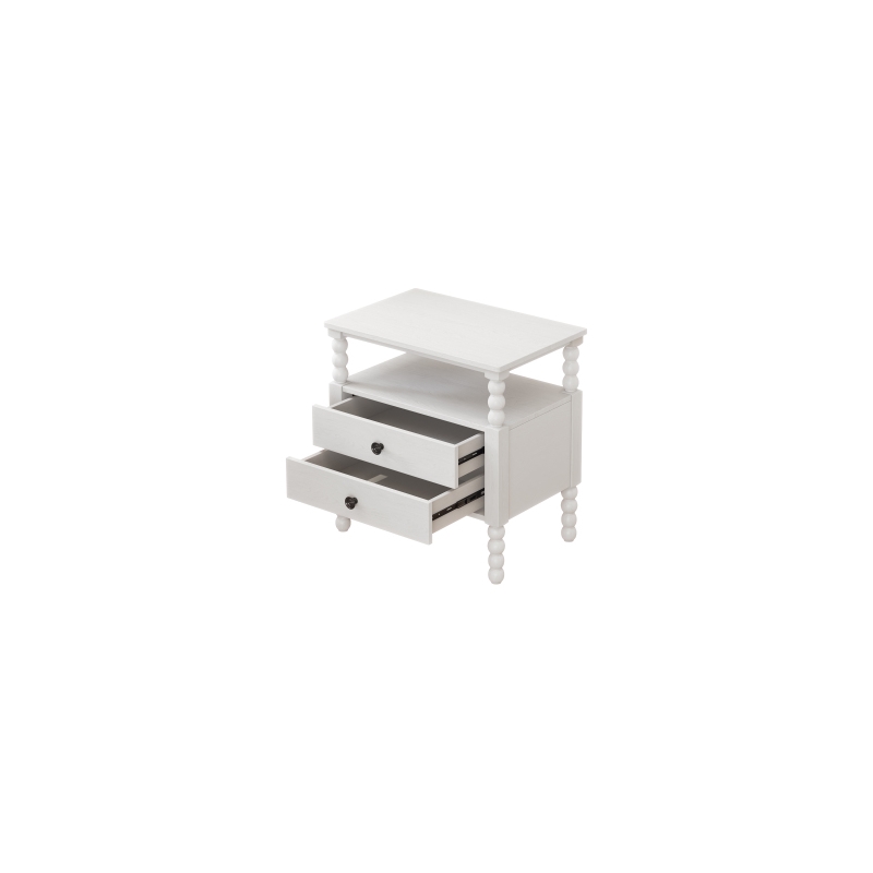 CRO Decor 3 Pieces Bedroom Sets Traditional  Wood Bed with 2 Nightstands White