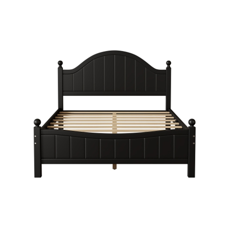 CRO Decor 3 Pieces Bedroom Sets Traditional  Wood Bed with 2 Nightstands Black