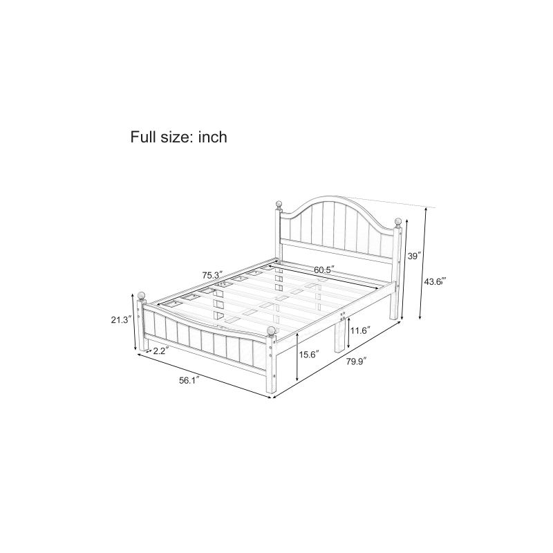 CRO Decor 3 Pieces Bedroom Sets Traditional  Wood Bed with 2 Nightstands Black