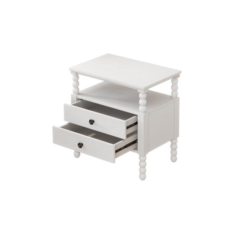 CRO Decor Bedroom Sets Traditional  Wood Queen Bed with 2 Nightstands White