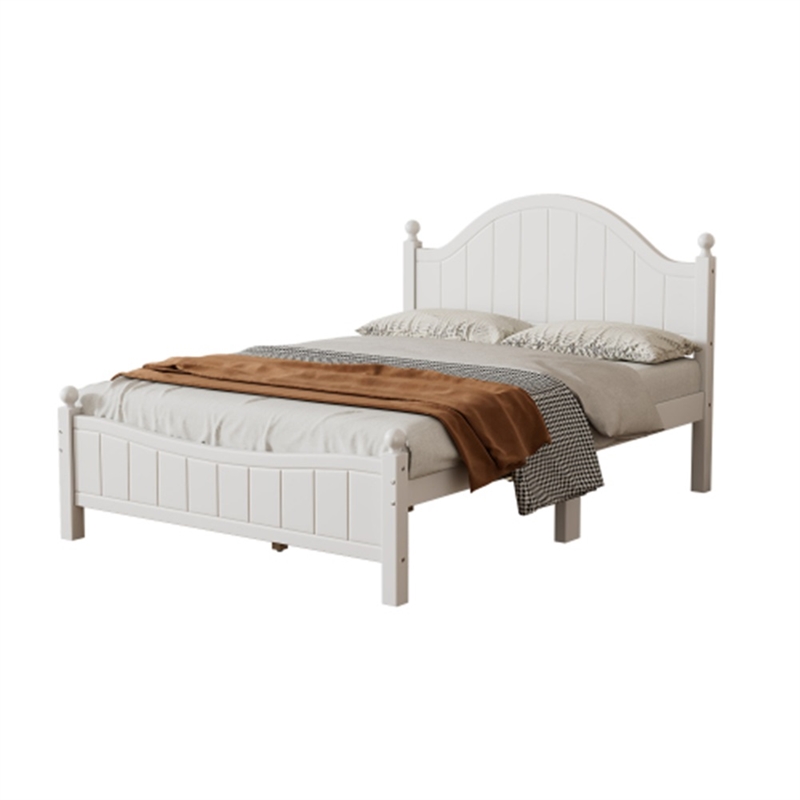CRO Decor Bedroom Sets Traditional  Wood Queen Bed with 2 Nightstands White
