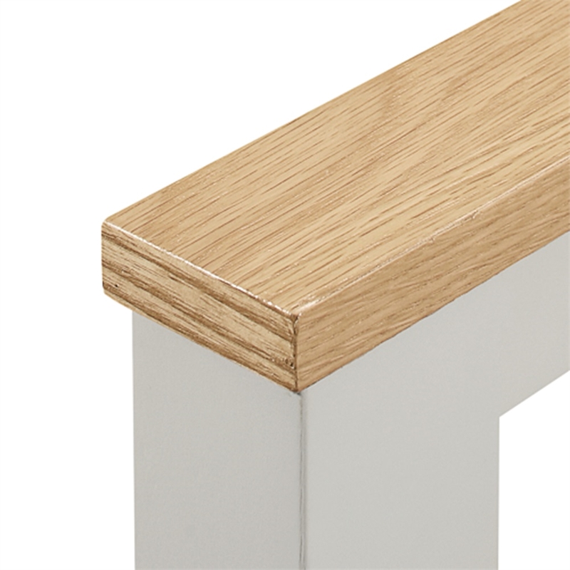 CRO Decor Country Gray Solid Platform QUeen Bed with Oak Top