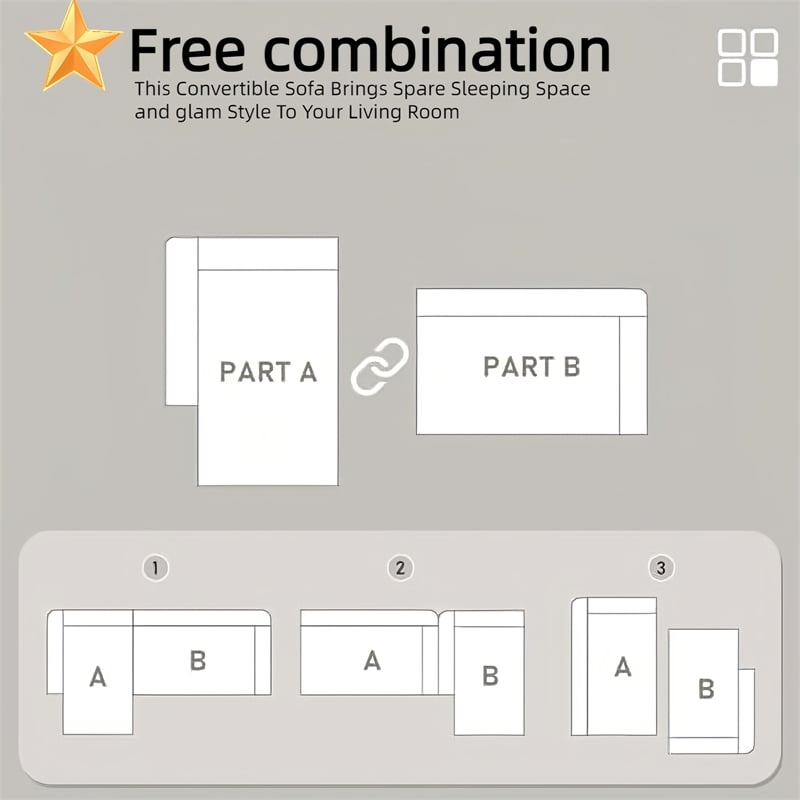 CRO Decor L-shaped Chenille free-install fully foam-filled living room sofa