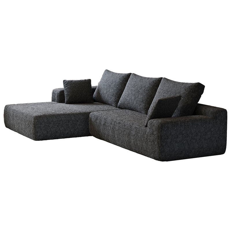 CRO Decor L-shaped Chenille free-install fully foam-filled living room sofa