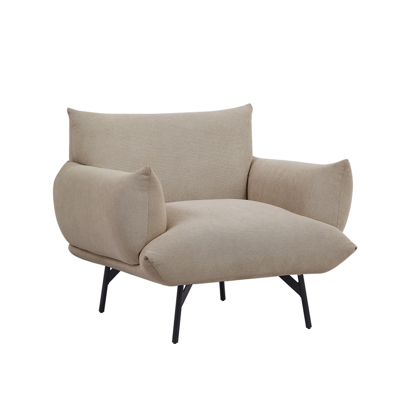 CRO Decor Mid-Century Modern Comfy Fabric Armchair with Metal Leg.