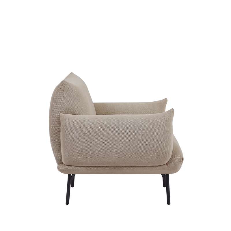 CRO Decor Mid-Century Modern Comfy Fabric Armchair with Metal Leg.