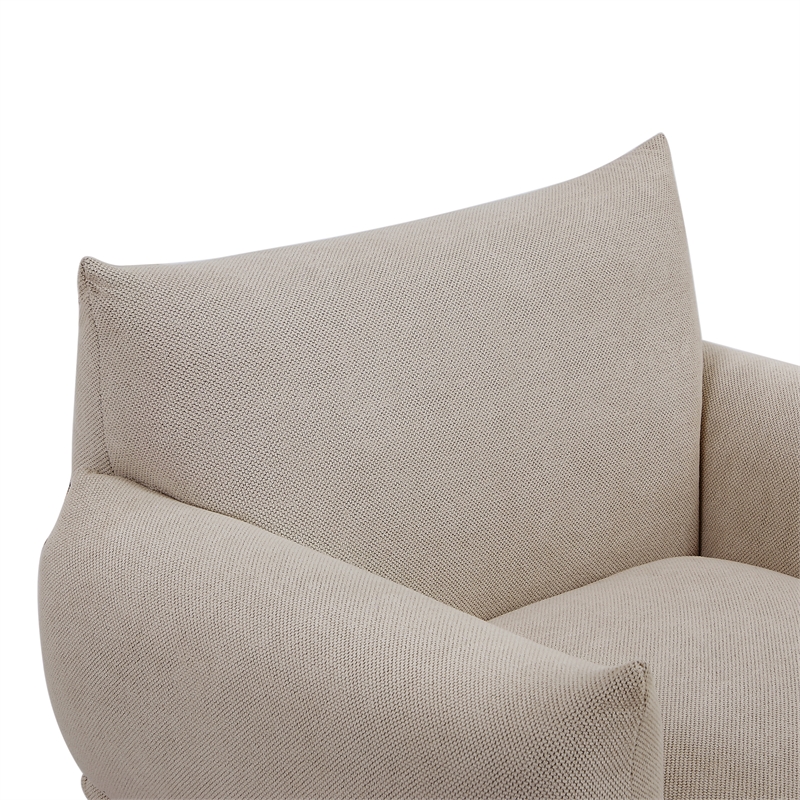 CRO Decor Mid-Century Modern Comfy Fabric Armchair with Metal Leg.