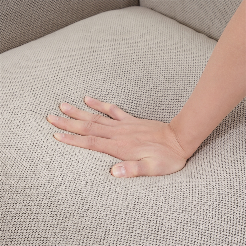 CRO Decor Mid-Century Modern Comfy Fabric Armchair with Metal Leg.