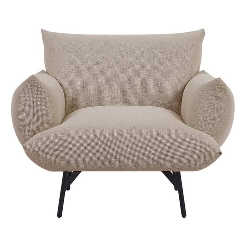 CRO Decor Mid-Century Modern Comfy Fabric Armchair with Metal Leg.