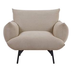 CRO Decor Mid-Century Modern Comfy Fabric Armchair with Metal Leg.