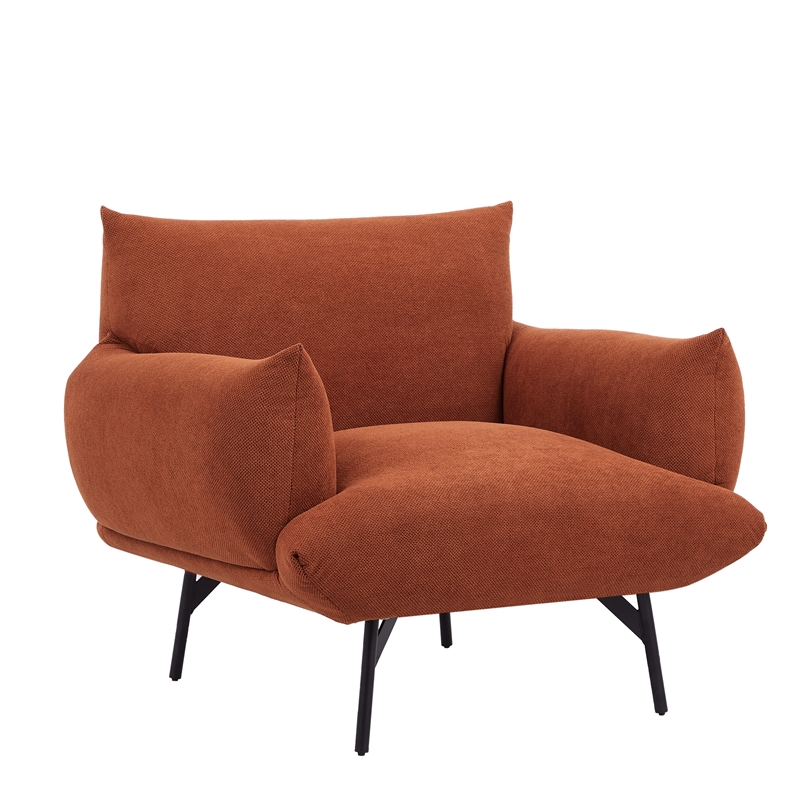 CRO Decor Mid-Century Modern Comfy Fabric Armchair with Metal Leg.