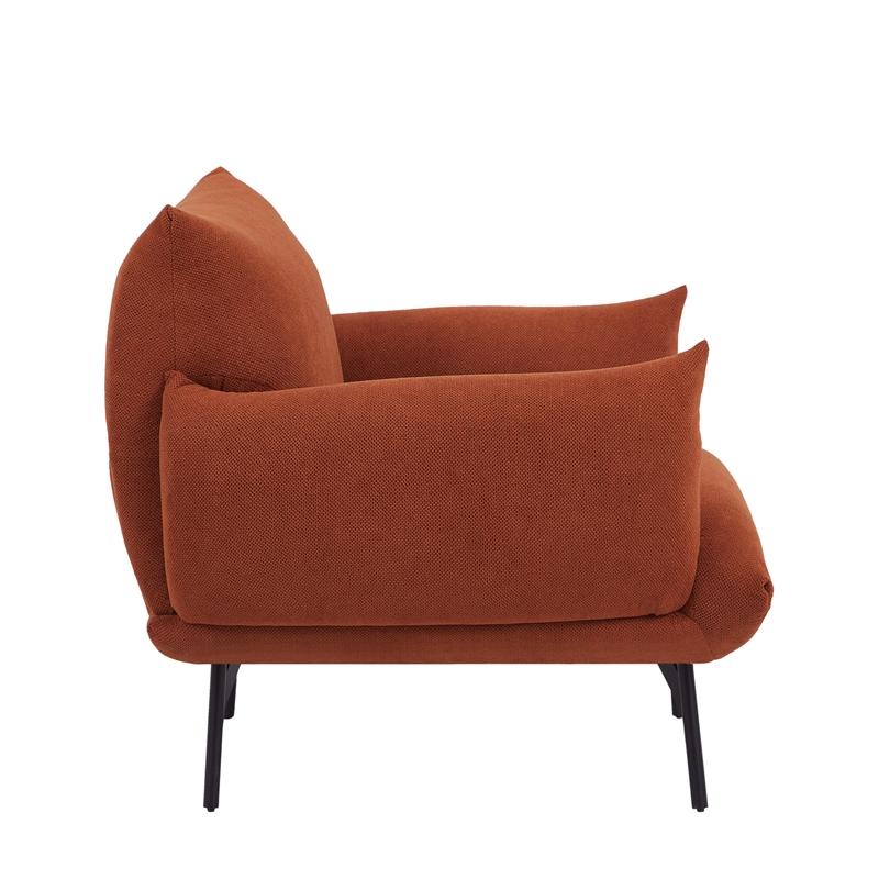 CRO Decor Mid-Century Modern Comfy Fabric Armchair with Metal Leg.