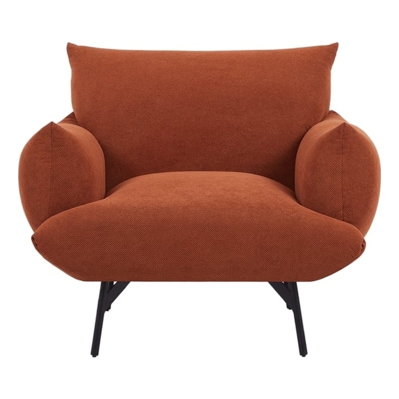 CRO Decor Mid-Century Modern Comfy Fabric Armchair with Metal Leg.