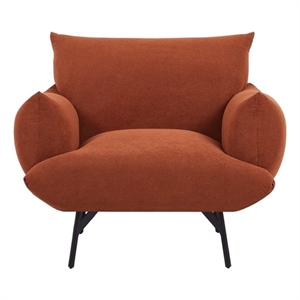 CRO Decor Mid-Century Modern Comfy Fabric Armchair with Metal Leg.