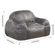 CRO Decor Modern Comfortable Faux Fur Bean Bag Chair Lazy Sofa with Gray