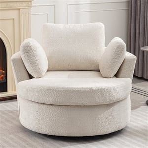 CRO Decor Extra Large Circular Swivel Chair in Beige