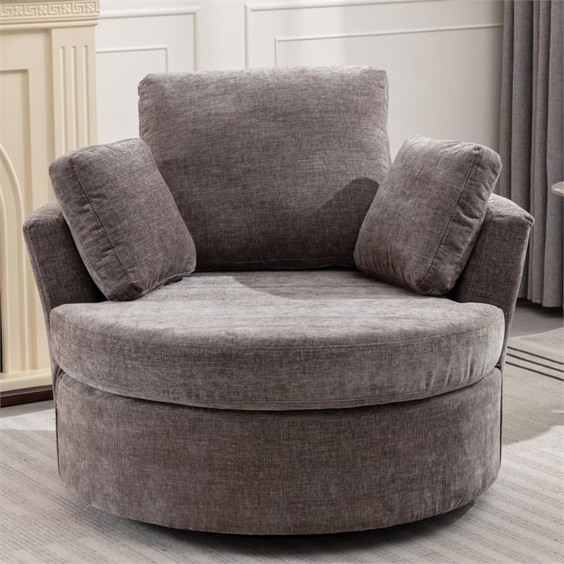 CRO Decor Extra Large Circular Swivel Chair in Gray