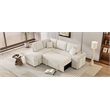 CRO Decor Segmented Pull-Out Convertible Sofa Bed with Storage Footstool