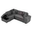 CRO Decor Segmented Pull-Out Convertible Sofa Bed with Storage Footstool