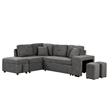 CRO Decor Segmented Pull-Out Convertible Sofa Bed with Storage Footstool