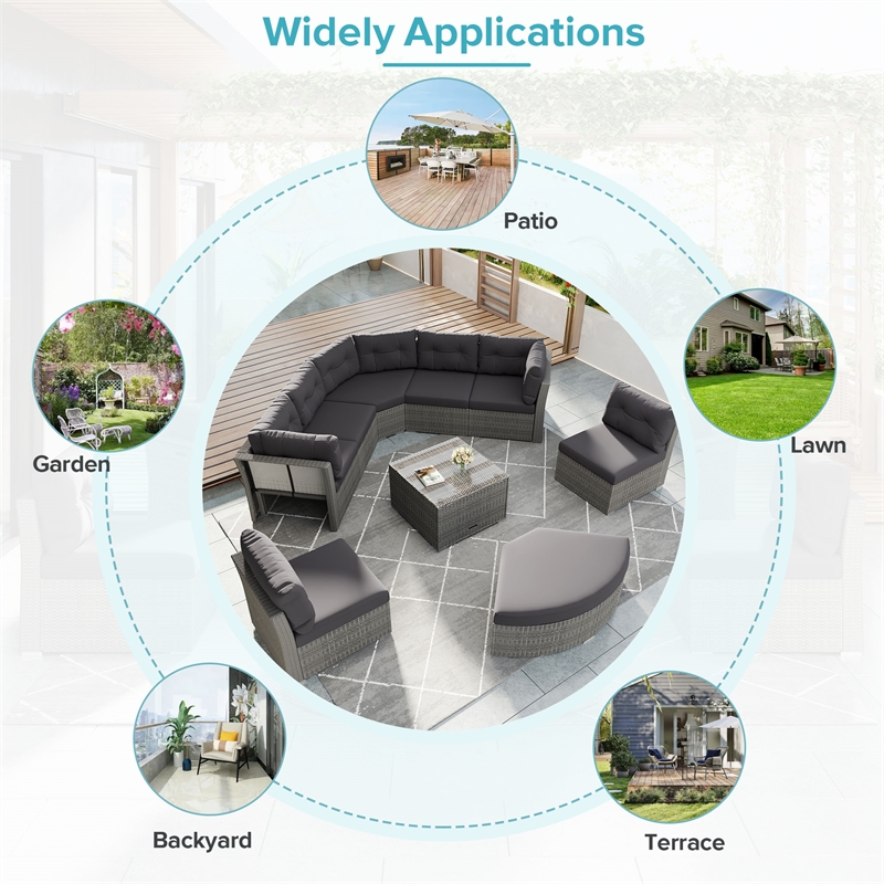 CRO Decor Vine Combination Courtyard Furniture Set Outdoor Furniture Sofa Bed