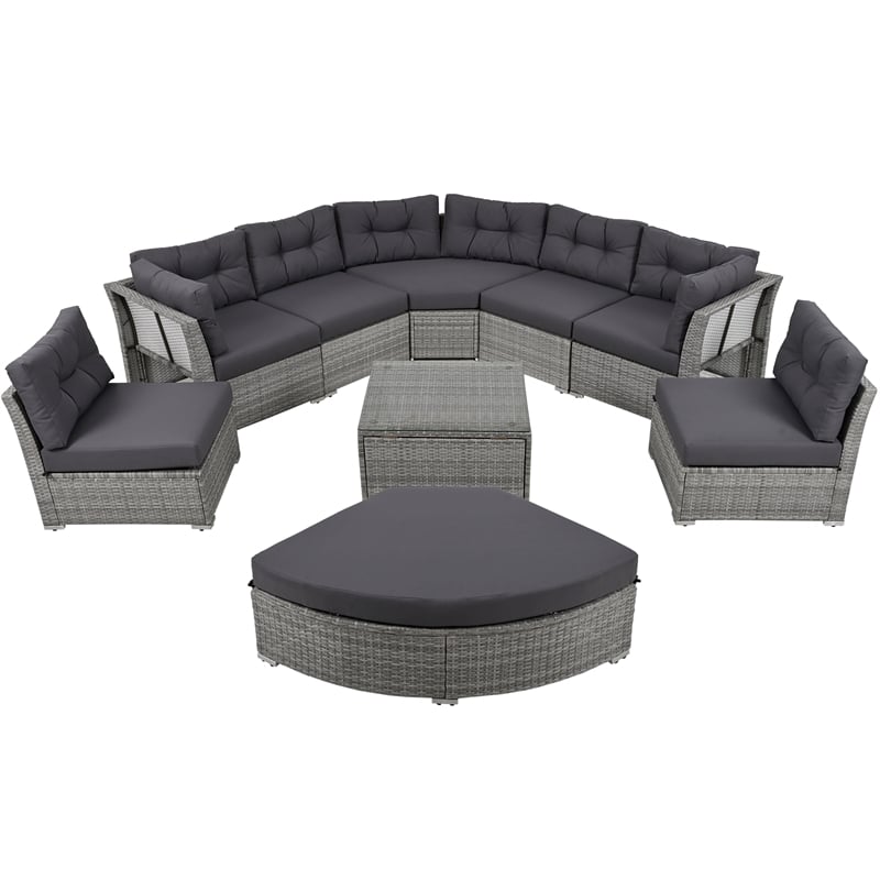 CRO Decor Vine Combination Courtyard Furniture Set Outdoor Furniture Sofa Bed