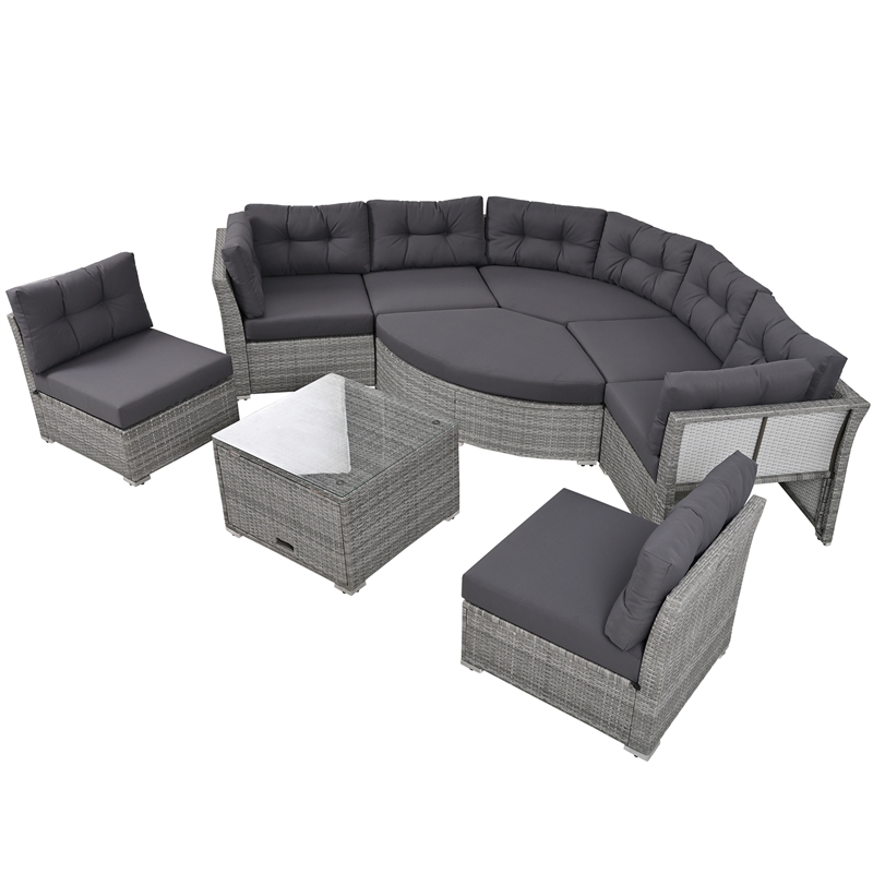 CRO Decor Vine Combination Courtyard Furniture Set Outdoor Furniture Sofa Bed