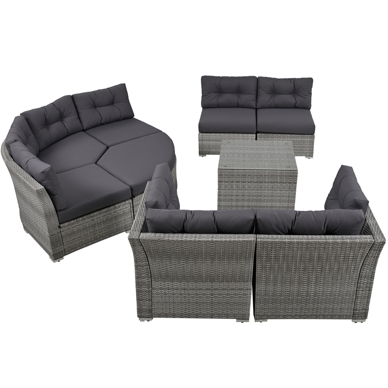 CRO Decor Vine Combination Courtyard Furniture Set Outdoor Furniture Sofa Bed