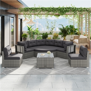 CRO Decor Vine Combination Courtyard Furniture Set Outdoor Furniture Sofa Bed