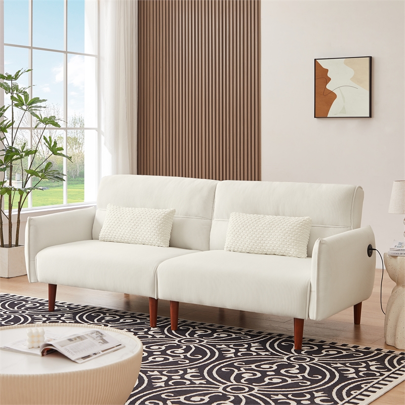 CRO Decor Modern Couch Corduroy Fabric Comfy Convertible Futon Sofa bed