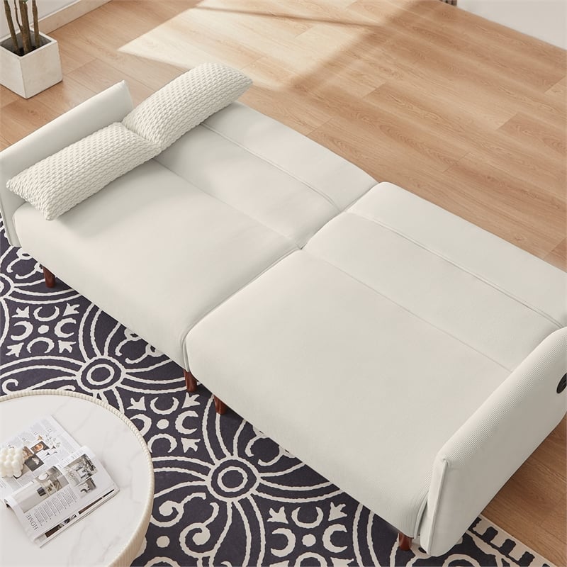 CRO Decor Modern Couch Corduroy Fabric Comfy Convertible Futon Sofa bed