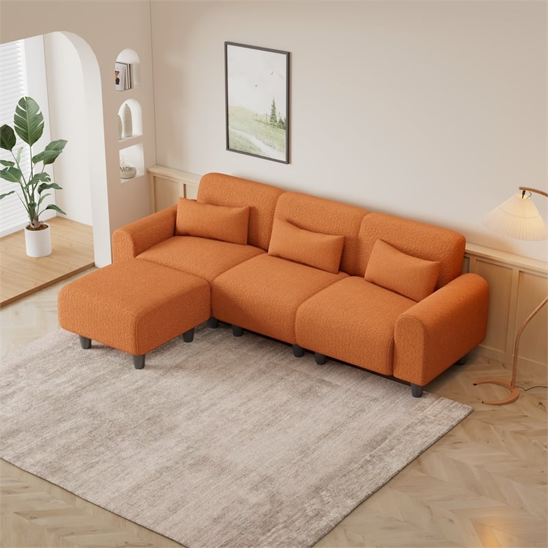 CRO Decor Orange Teddy Wool Creative Can Be Assembled into a Two Person Sofa