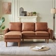 CRO Decor  Sturdy Wooden Legs and Suede Fabric L-shaped Sofa with Brown