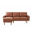 CRO Decor  Sturdy Wooden Legs and Suede Fabric L-shaped Sofa with Brown