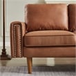CRO Decor  Sturdy Wooden Legs and Suede Fabric L-shaped Sofa with Brown