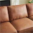 CRO Decor  Sturdy Wooden Legs and Suede Fabric L-shaped Sofa with Brown