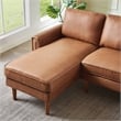 CRO Decor  Sturdy Wooden Legs and Suede Fabric L-shaped Sofa with Brown