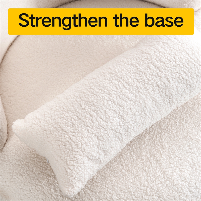 CRO Decor Plush Fabric Metal Base 360 Degree Rotating Armchair with White