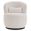 CRO Decor Plush Fabric Metal Base 360 Degree Rotating Armchair with White