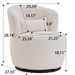 CRO Decor Plush Fabric Metal Base 360 Degree Rotating Armchair with White