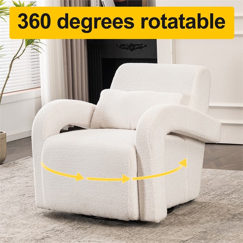 CRO Decor Modern Sturdy and Comfortable Teddy Plush Armchair with White