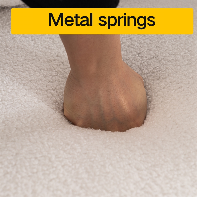 CRO Decor Modern Sturdy and Comfortable Teddy Plush Armchair with White