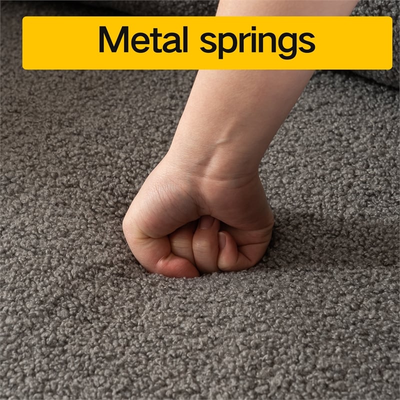 CRO Decor Modern Sturdy and Comfortable Teddy Plush Armchair with Dark Gray