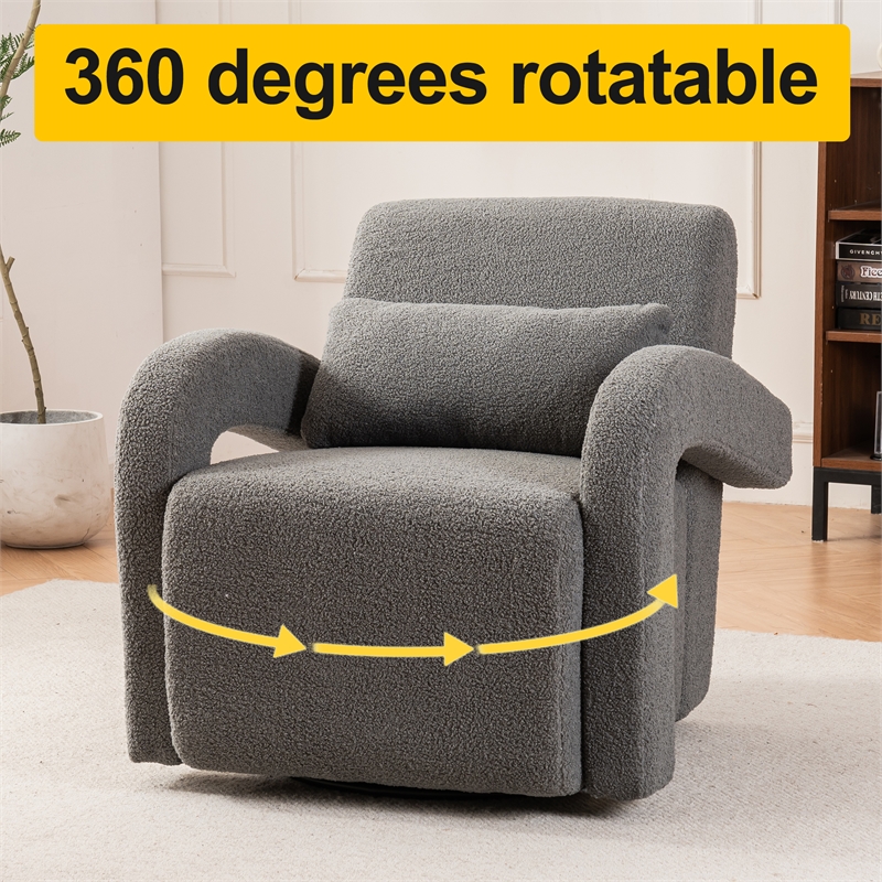 CRO Decor Modern Sturdy and Comfortable Teddy Plush Armchair with Dark Gray