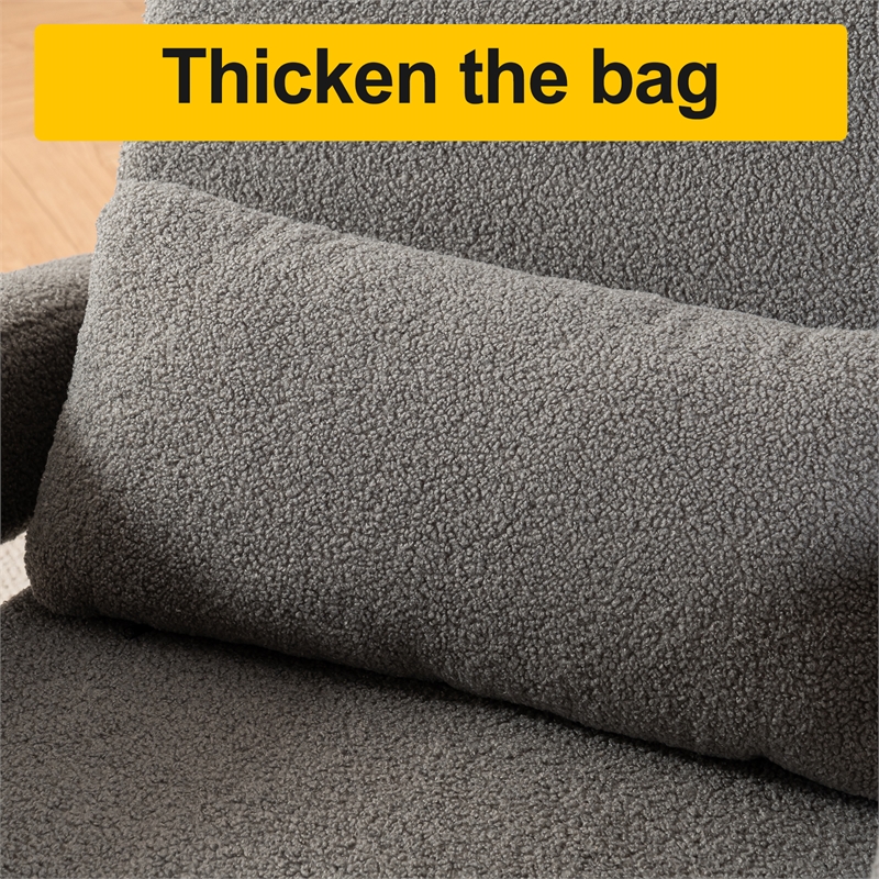 CRO Decor Modern Sturdy and Comfortable Teddy Plush Armchair with Dark Gray