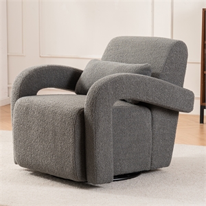 CRO Decor Modern Sturdy and Comfortable Teddy Plush Armchair with Dark Gray