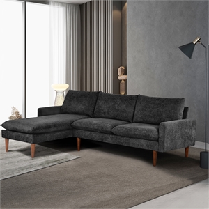 CRO Decor Modern Style Cashmere L-shaped Convertible Combination Sofa with Black