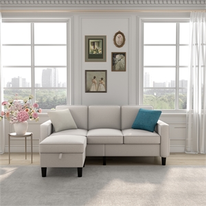 CRO Decor Beige Modern Style Soft Cushion L-shaped Flippable Segmented Sofa