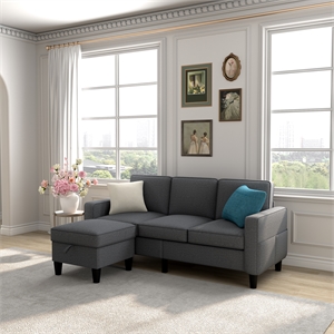 CRO Decor Dark Gray Modern Style Soft Cushion L-shaped Flippable Segmented Sofa