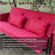 CRO Decor Red Swing Bed with Cushion and Adjustable Roof on Outdoor